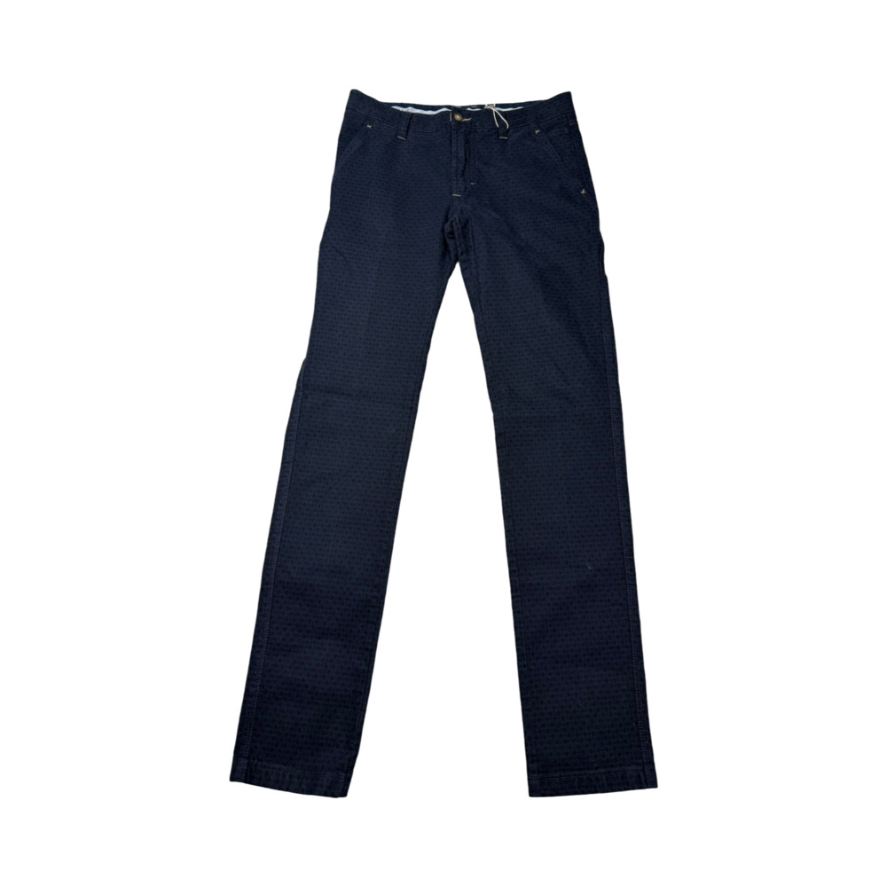 HEAVEN TWO Gemini FHT06 Navy Blue Patterned Slim Fit Pants Made in Italy Sz. 32